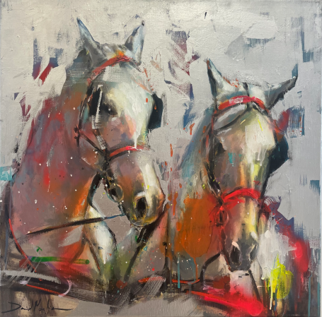 Tiro de caballos- 60x60cm